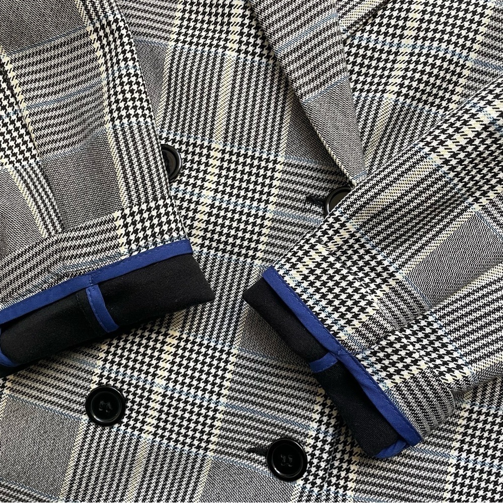 Zara Women’s Blazer Plaid Size S-M Gray Black Blue - Picture 4 of 6